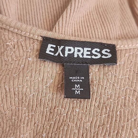 Express 100% cotton neutral colored bodysuit, sequin top, cotton bottom, M - Picture 5 of 8